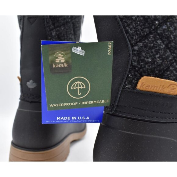 Kamik Womens Size 7 Stella Black White Waterproof Rain Boots - Picture 6 of 11